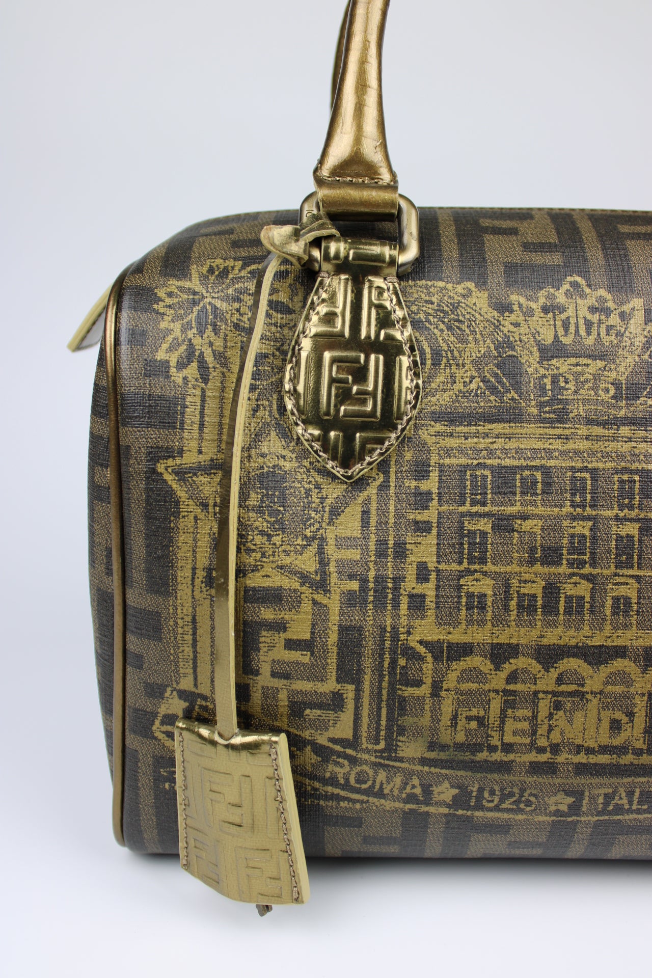 Fendi Zucca Spalmati Palazzo Print Boston Bag 2007