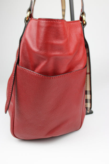 Burberry Leather Canterbury Tote Bag Red