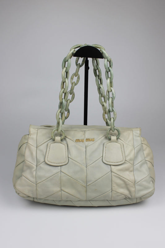 Miu Miu Leather Marbled Strap Shoulder Bag