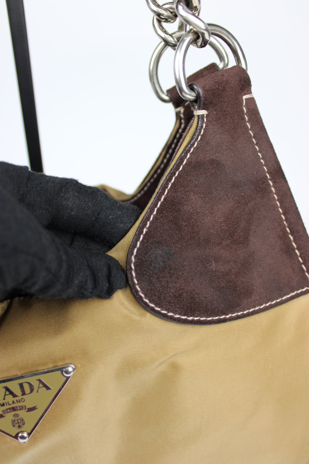 Prada Nylon Chain Strap Hobo Bag