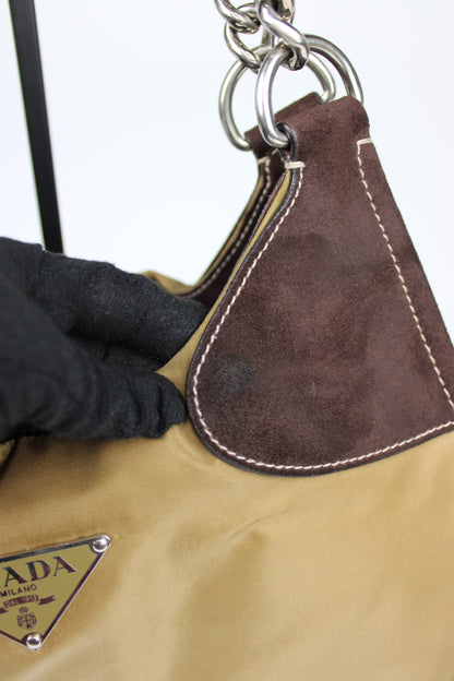 Prada Nylon Chain Strap Hobo Bag