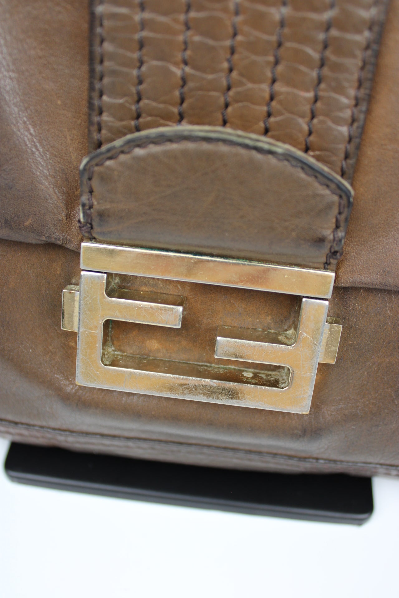 Fendi Leather 2-Way Chain Strap Baguette Bag