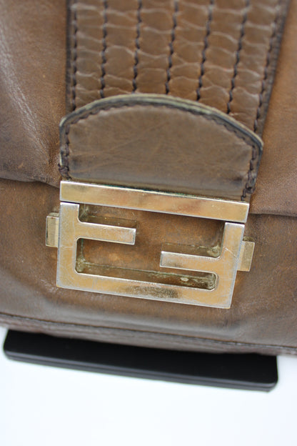 Fendi Leather 2-Way Chain Strap Baguette Bag