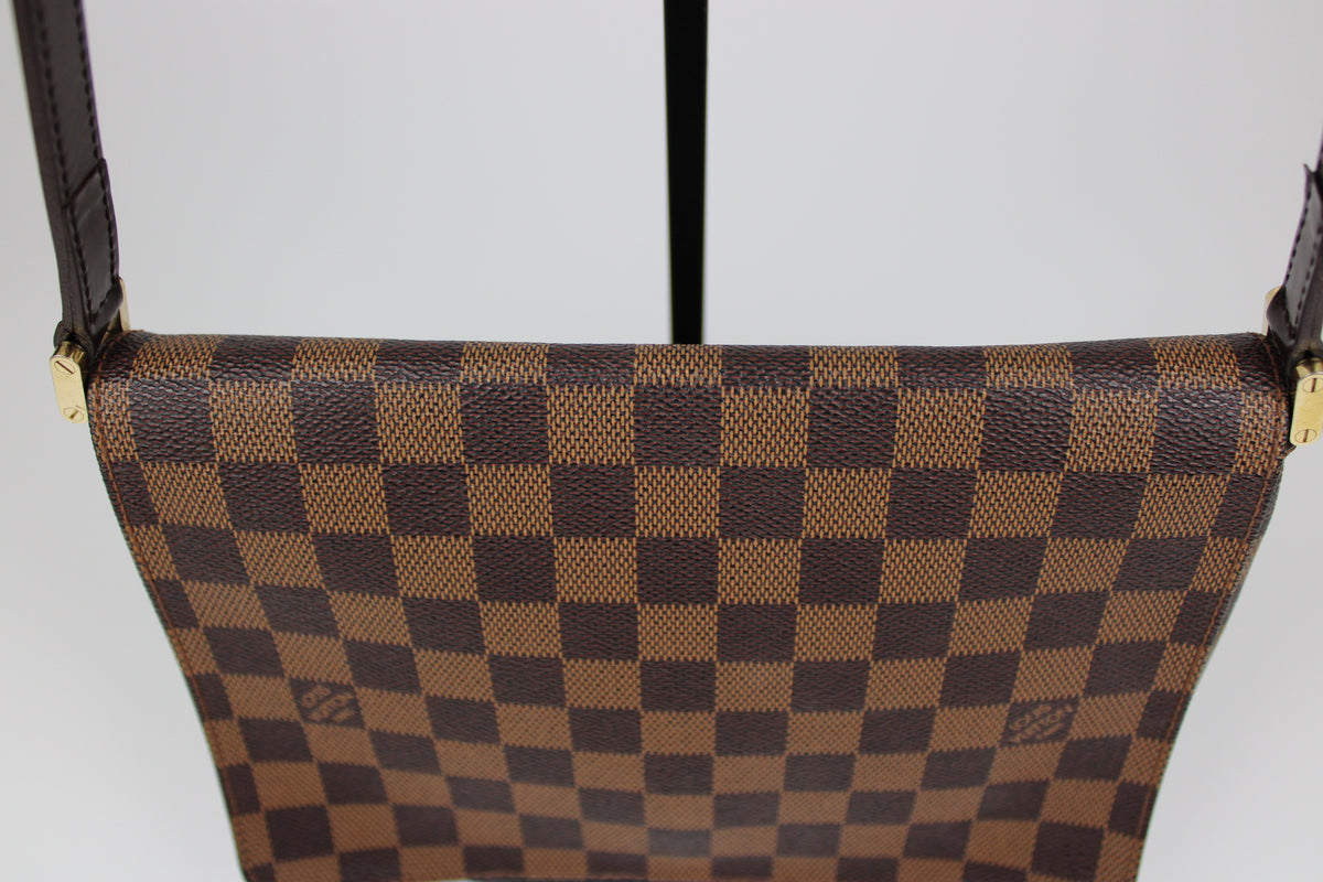 Pre-owned Louis Vuitton Damier Ebene Musette Tango Shoulder Bag 2002