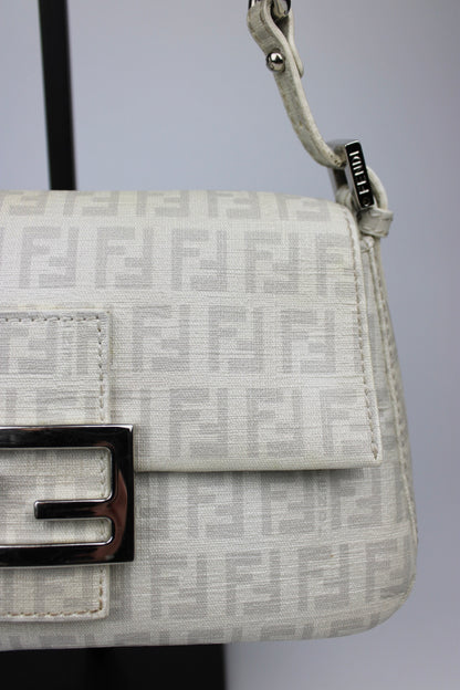 Fendi Zucchino Chain Strap Mini Baguette Bag