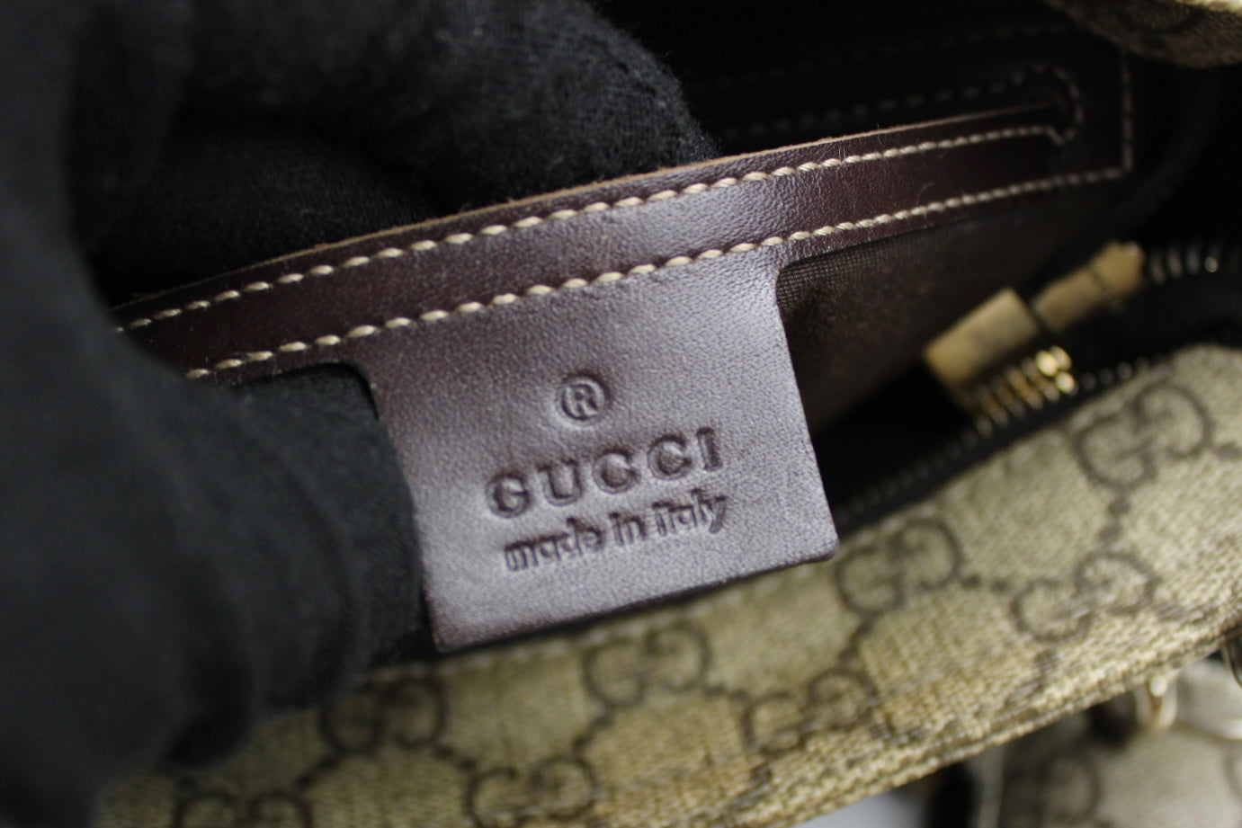 Gucci Monogram Coated Canvas Cross Body Bag (With Gucci Charm)