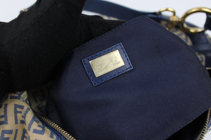 Pre-owned Fendi Zucchino Blue Hobo Shoulder Bag