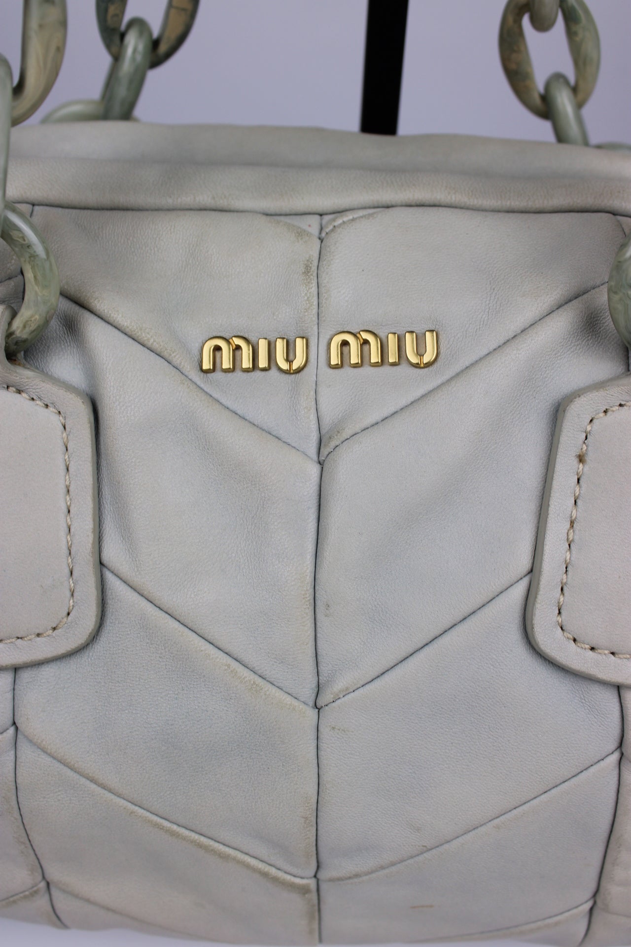 Miu Miu Leather Marbled Strap Shoulder Bag