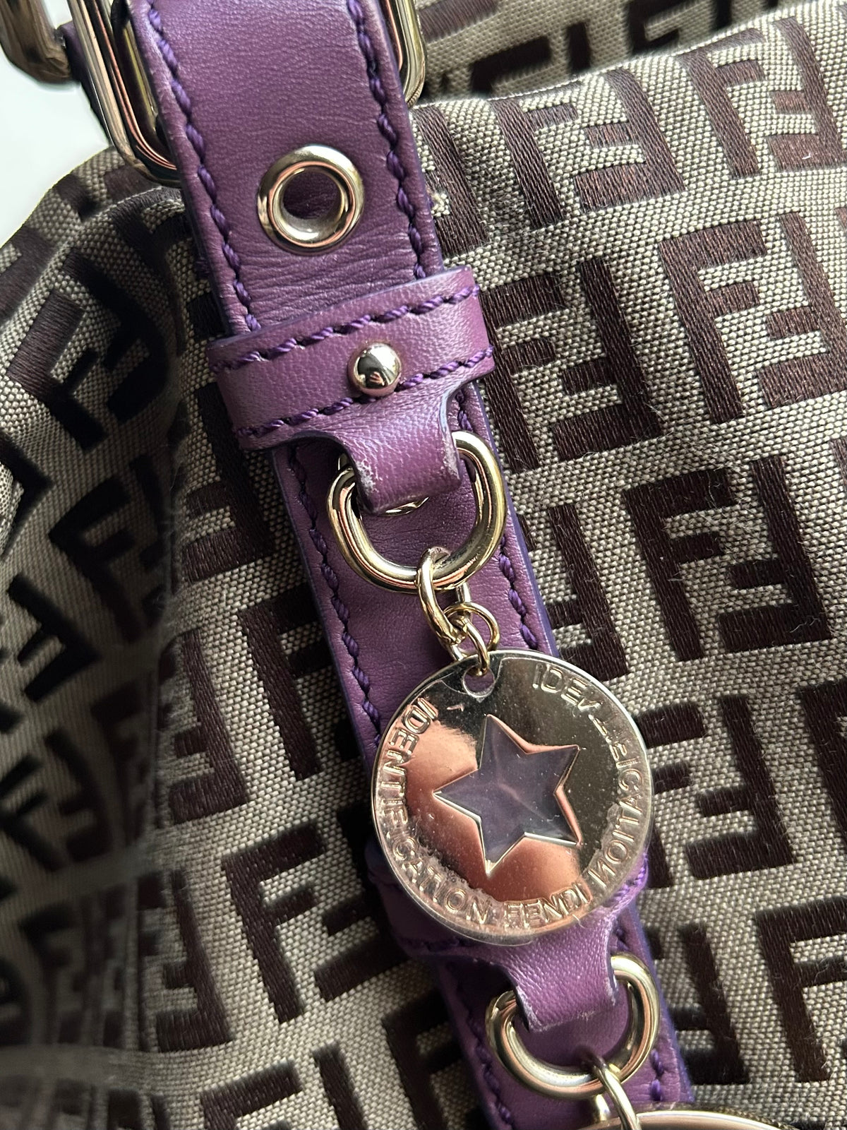 Pre-owned Fendi Zucchino Charm Tote Bag