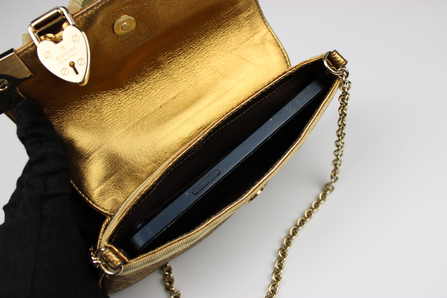 Gucci Monogram Satin Mini Pochette Bag