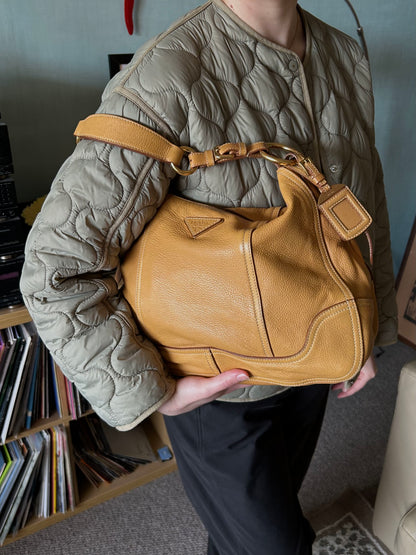 Prada Cervo Leather Hobo Bag