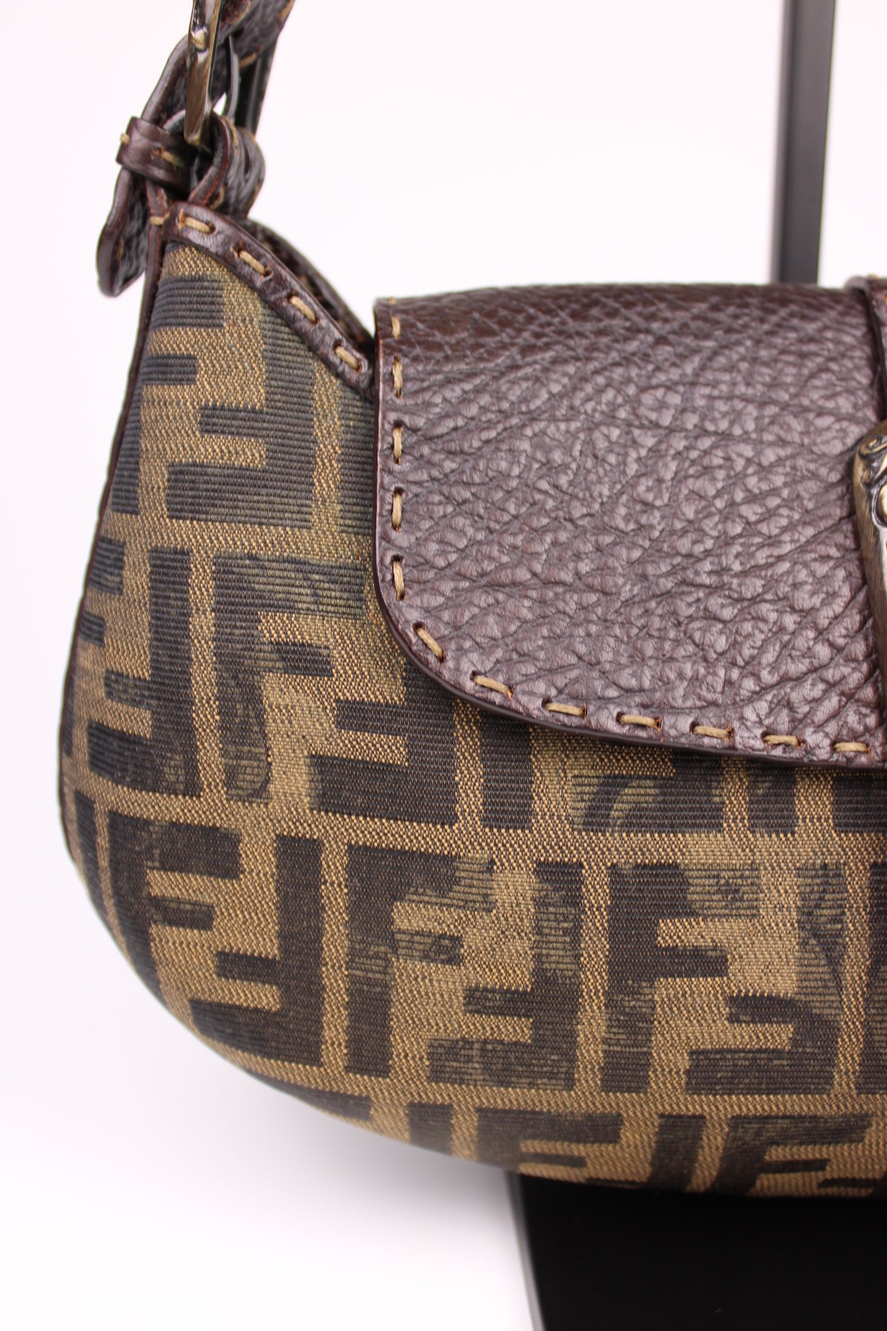 Fendi Zucca Tobacco Stondata Shoulder Bag 2007 (With Receipt)