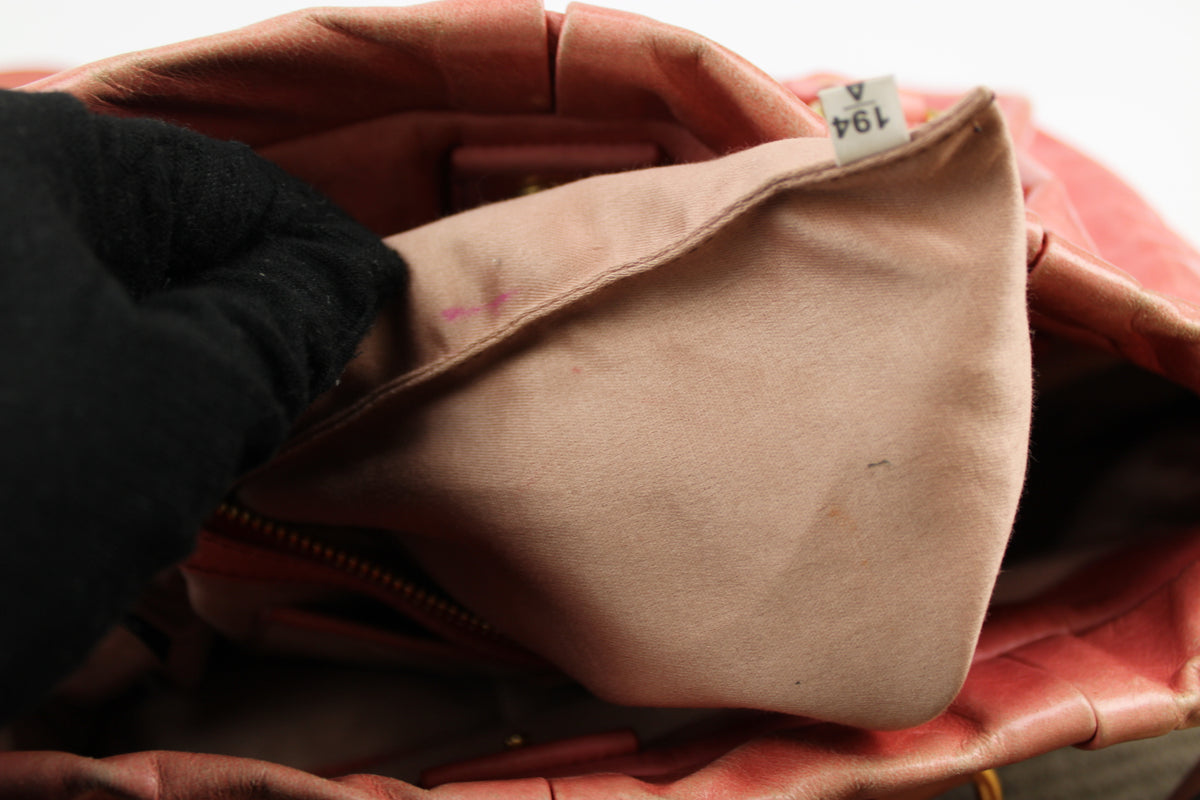 Pre-owned Miu Miu Vitello Lux Pink 2-Way Tote Bag