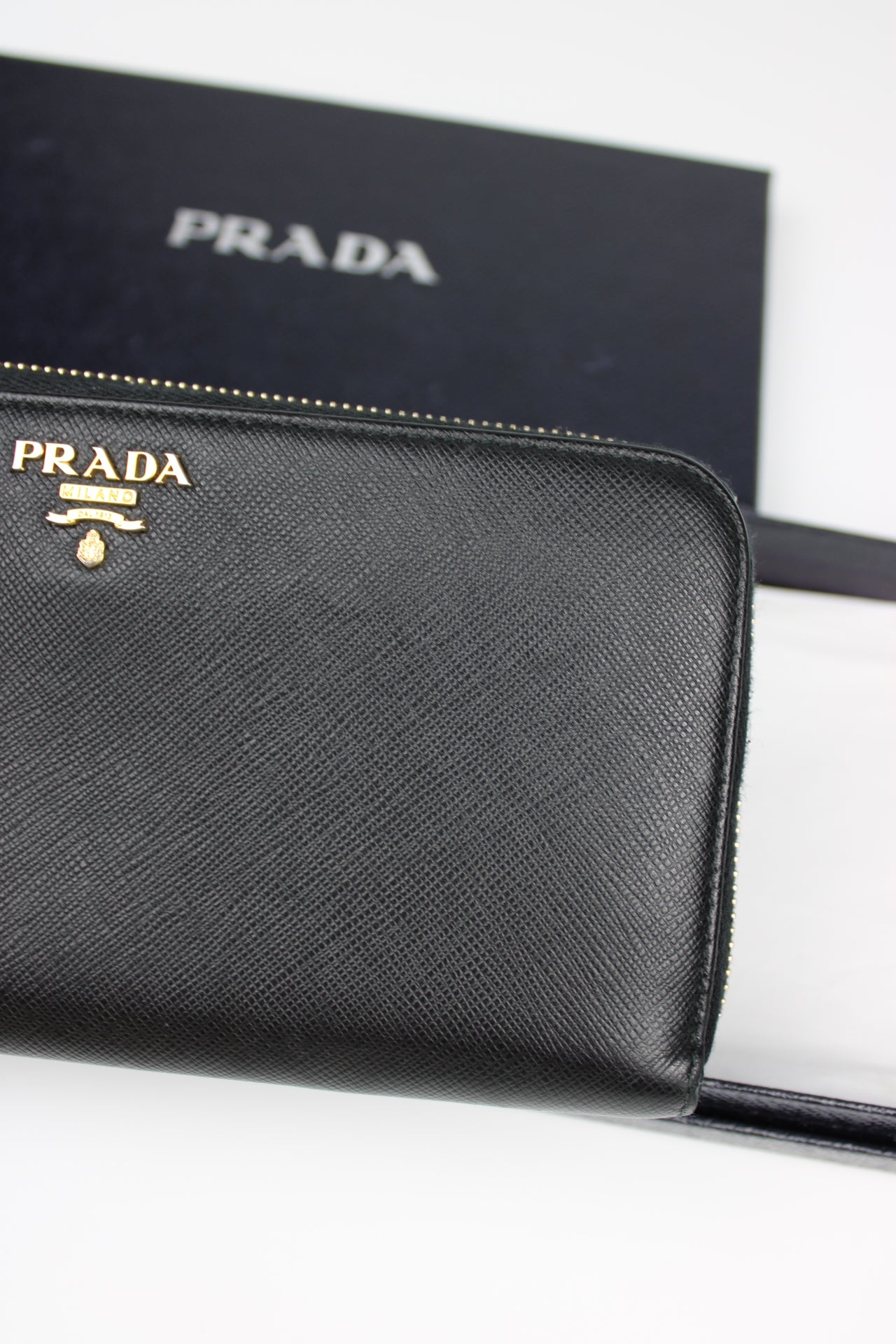 Prada Saffiano Leather Zip Around Long Wallet 2017 (With Receipt)