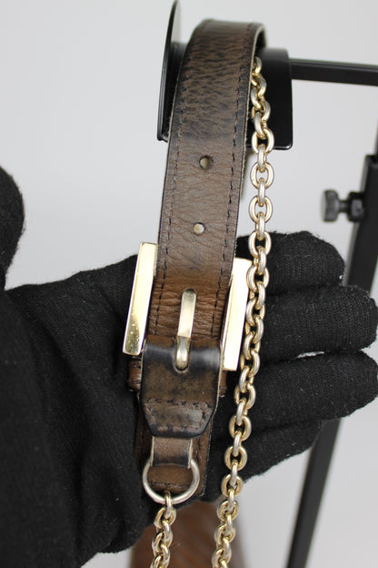 Fendi Leather 2-Way Chain Strap Baguette Bag