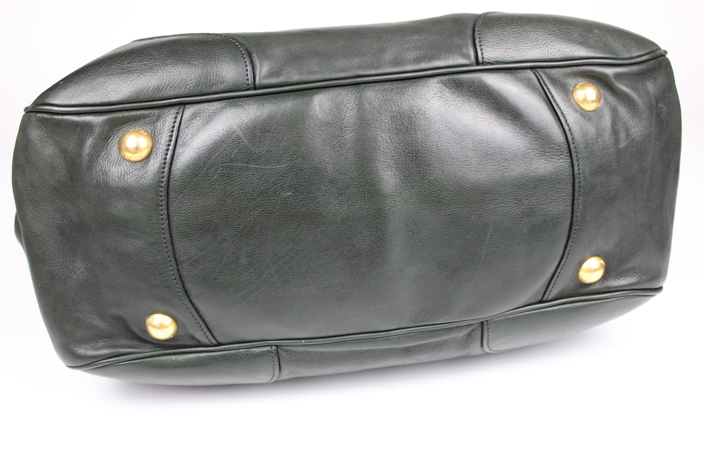 Prada Glacé Calfskin Leather Dark Green Hobo Bag 2007