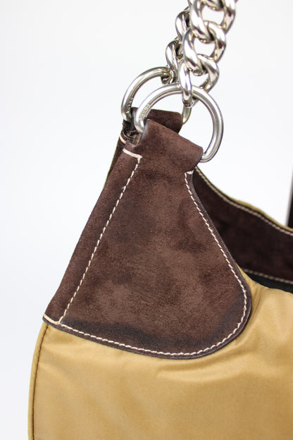 Prada Nylon Chain Strap Hobo Bag