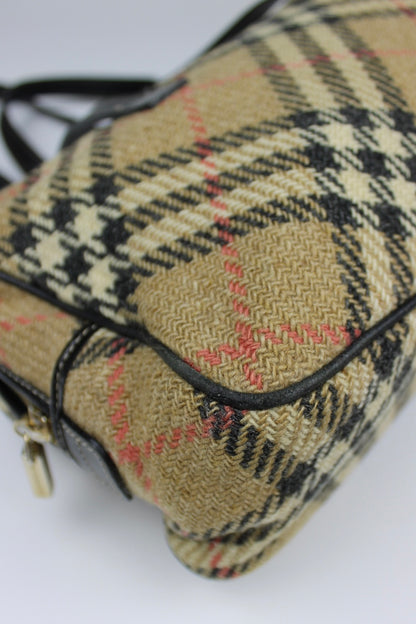 Burberry Nova Check Wool Shoulder Bag