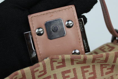 Pre-owned Fendi Zucchino Mini Baguette Bag
