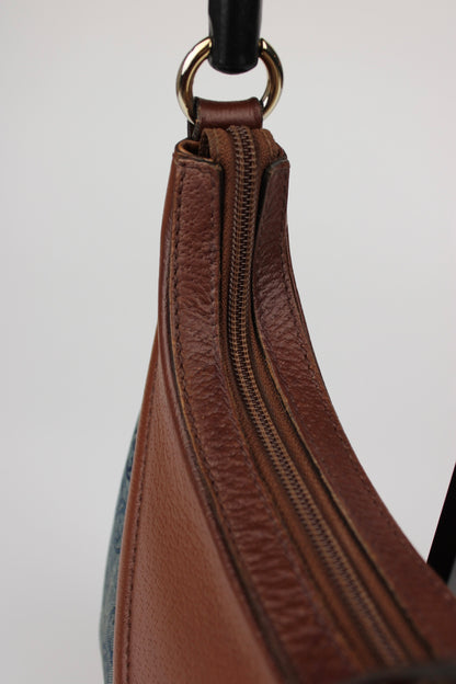 Gucci Monogram Denim Bamboo Bag (Restored)