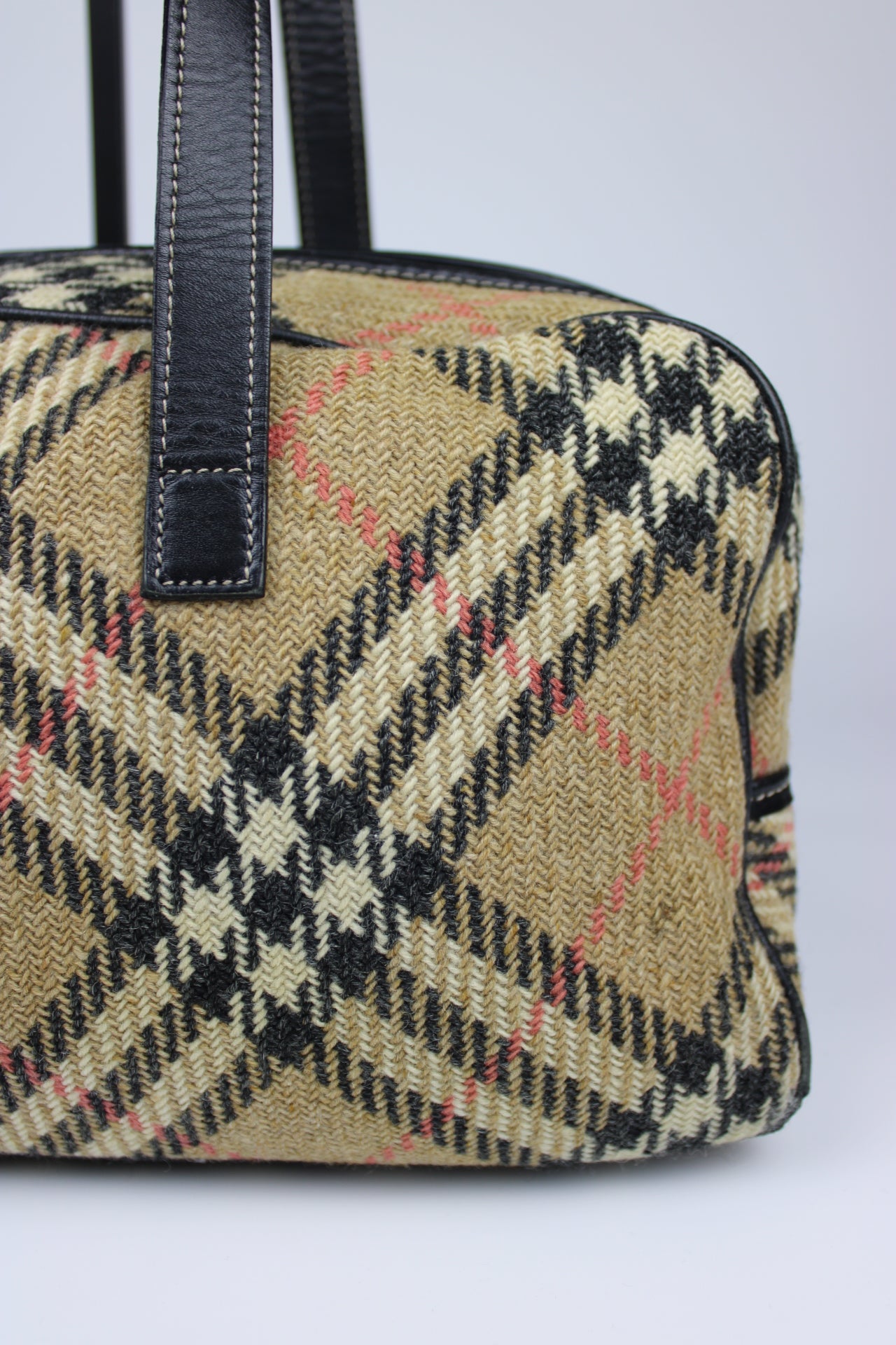 Burberry Nova Check Wool Shoulder Bag