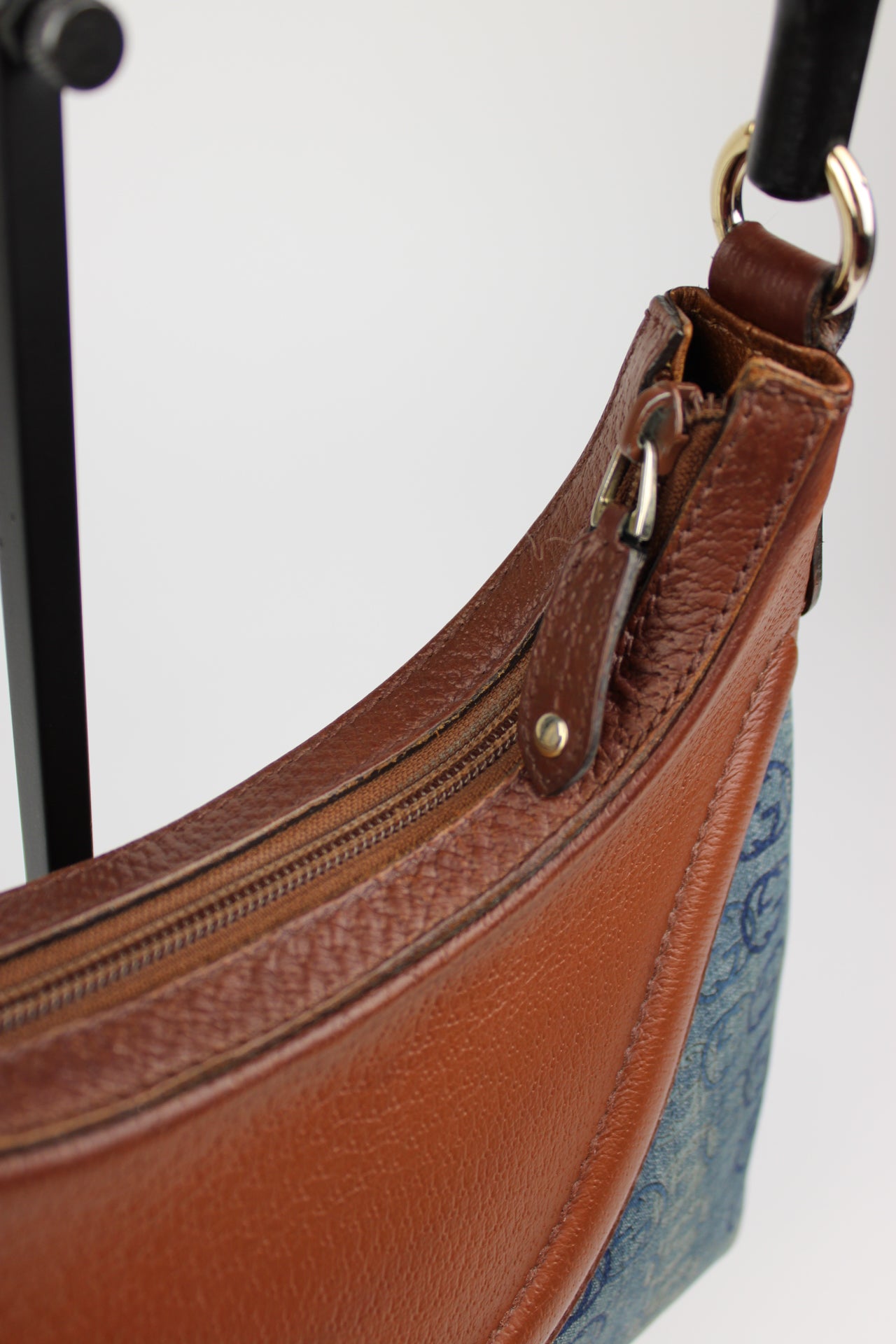 Gucci Monogram Denim Bamboo Bag (Restored)