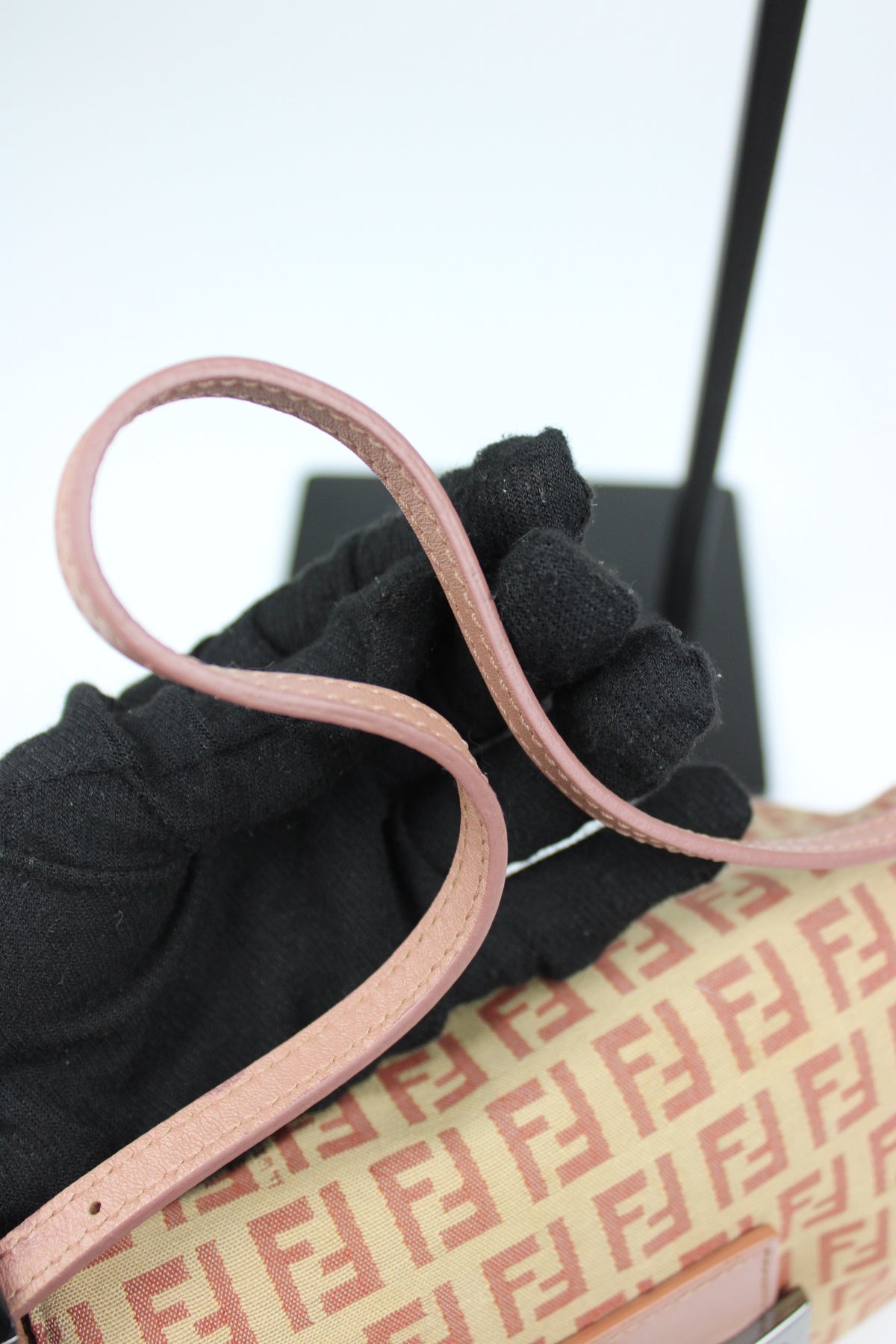 Pre-owned Fendi Zucchino Mini Baguette Bag