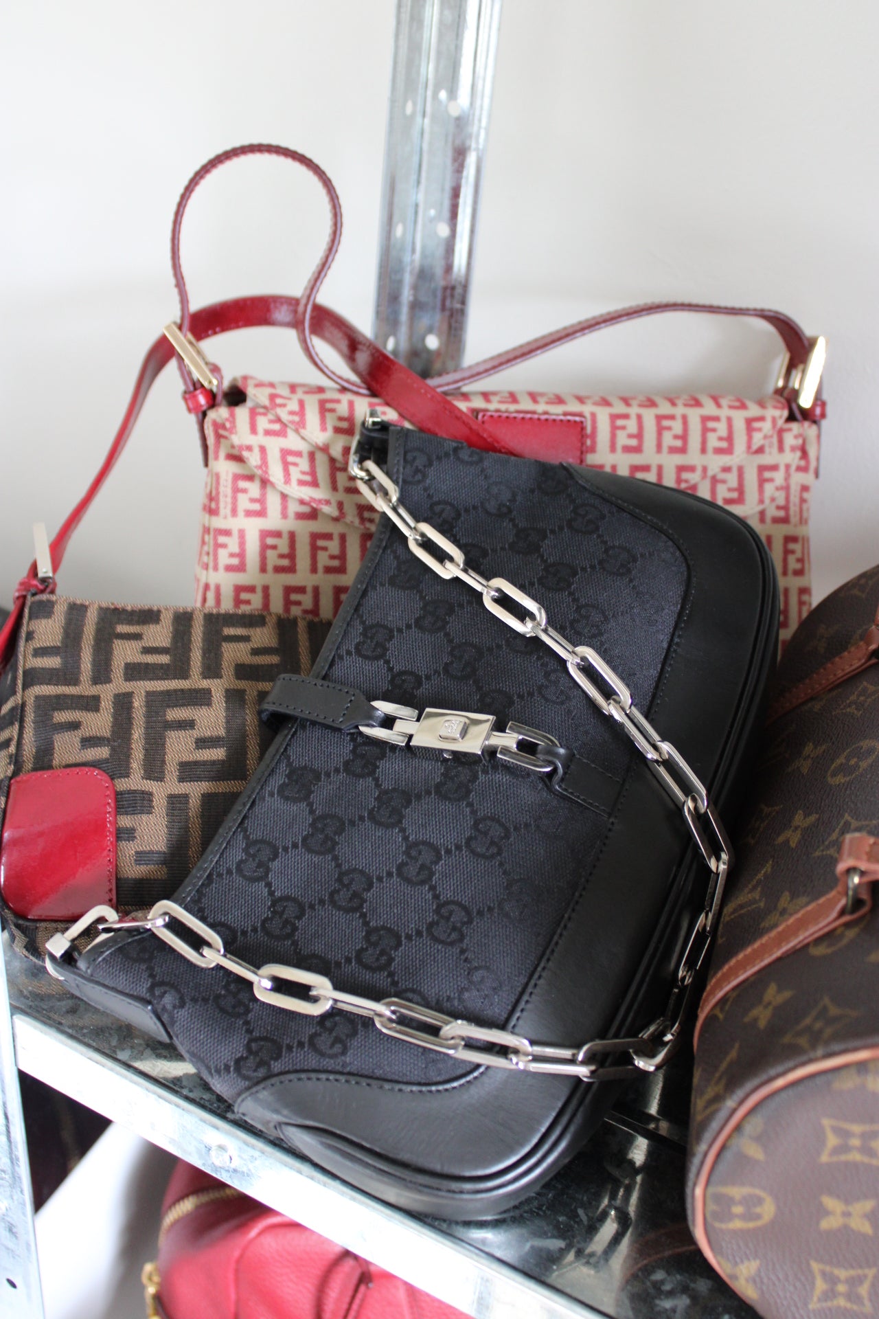 Gucci Monogram Chain Strap Mini Jackie Bag (Restored)