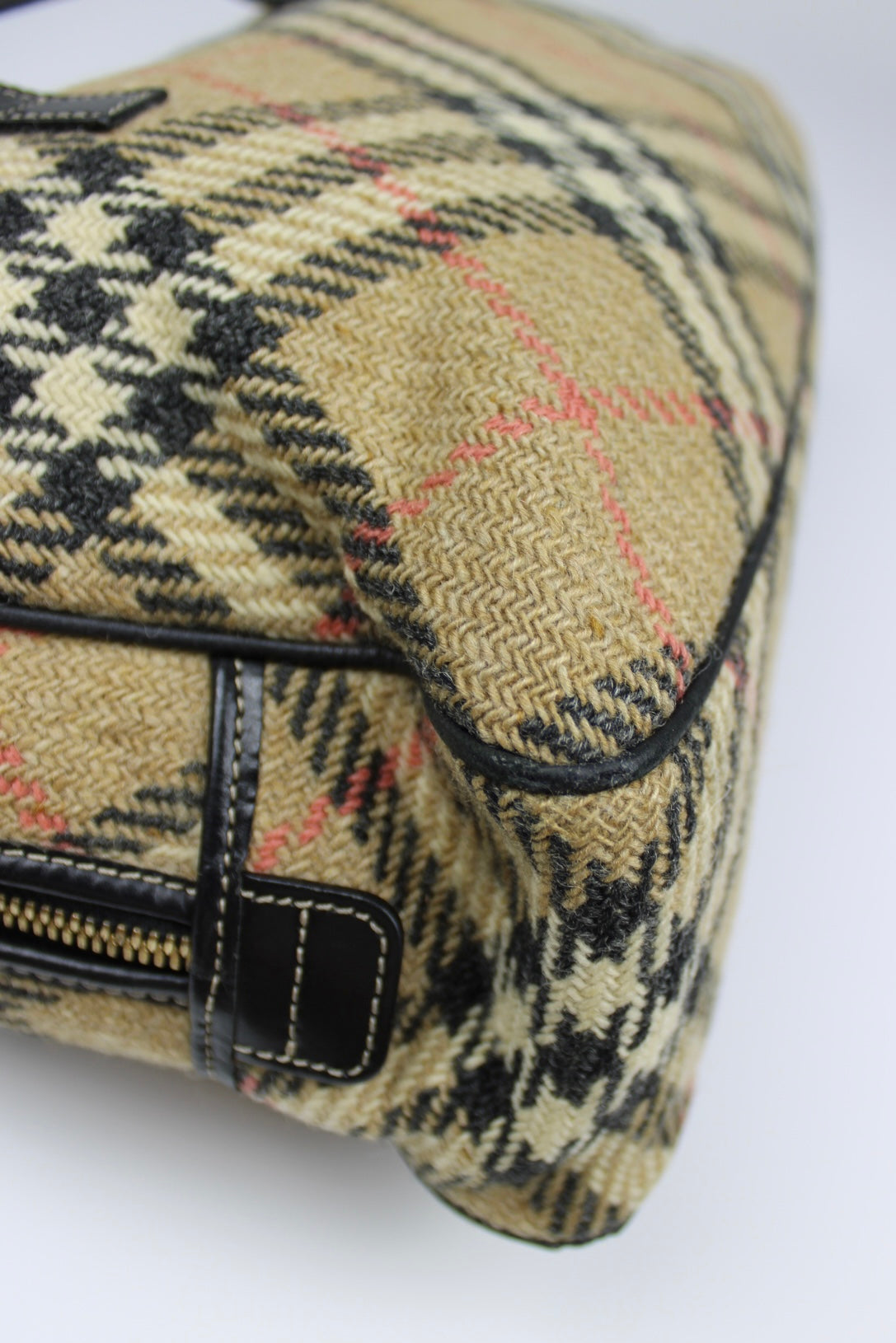 Burberry Nova Check Wool Shoulder Bag