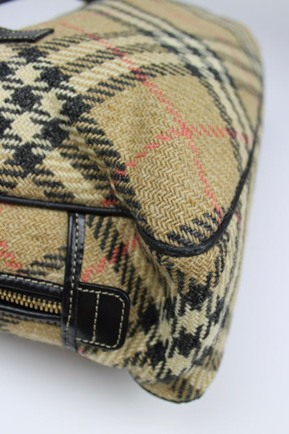Burberry Nova Check Wool Shoulder Bag