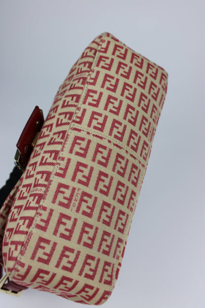 Fendi Zucchino Red Baguette Bag