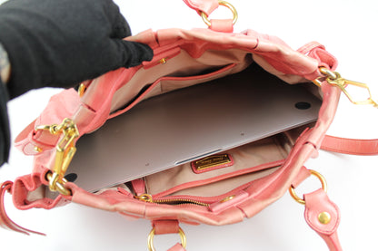 Pre-owned Miu Miu Vitello Lux Pink 2-Way Tote Bag