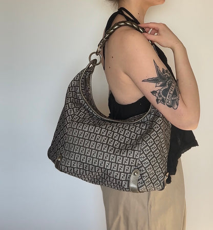 Fendi Zucchino Hobo Shoulder Bag