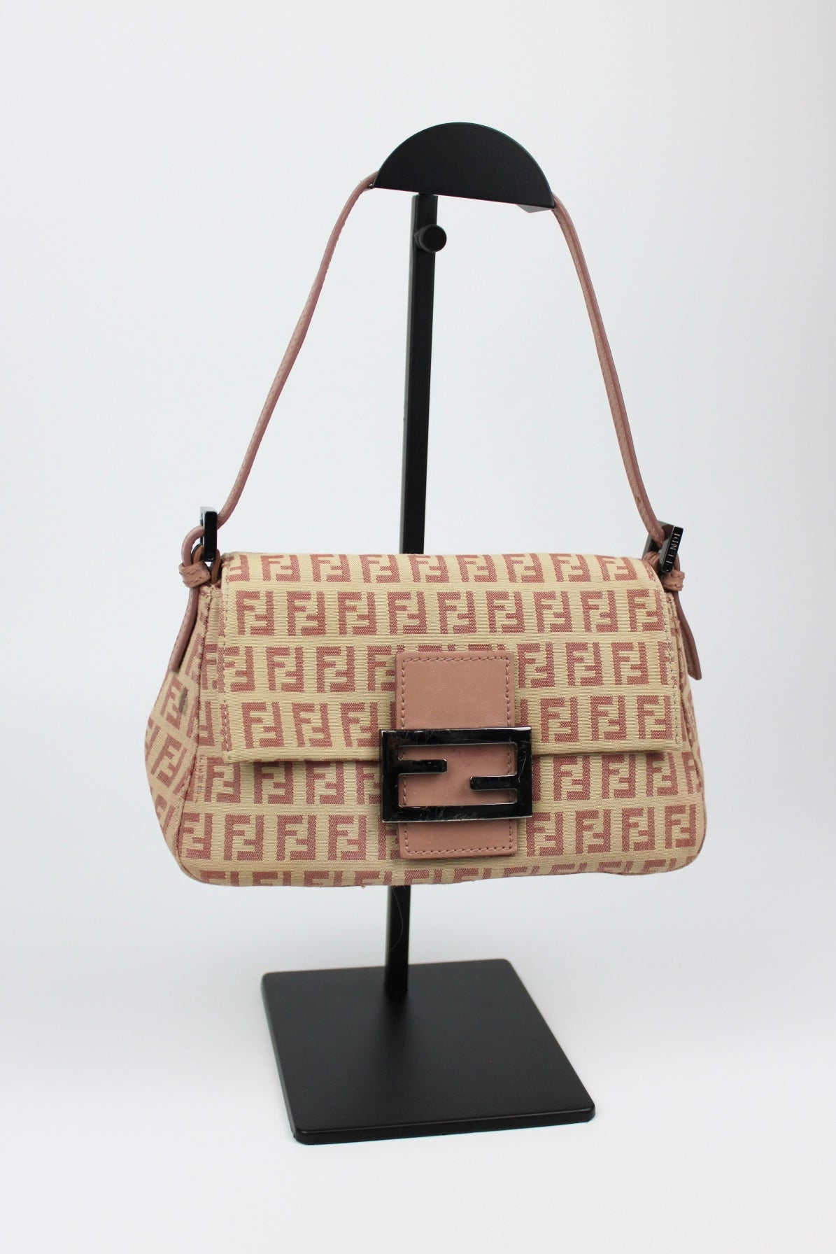 Pre-owned Fendi Zucchino Mini Baguette Bag