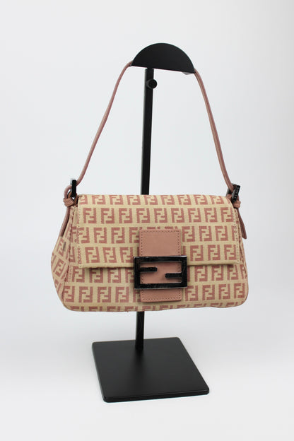 Pre-owned Fendi Zucchino Mini Baguette Bag