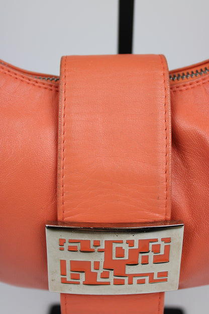 Fendi Leather Croissant Baguette Bag Coral