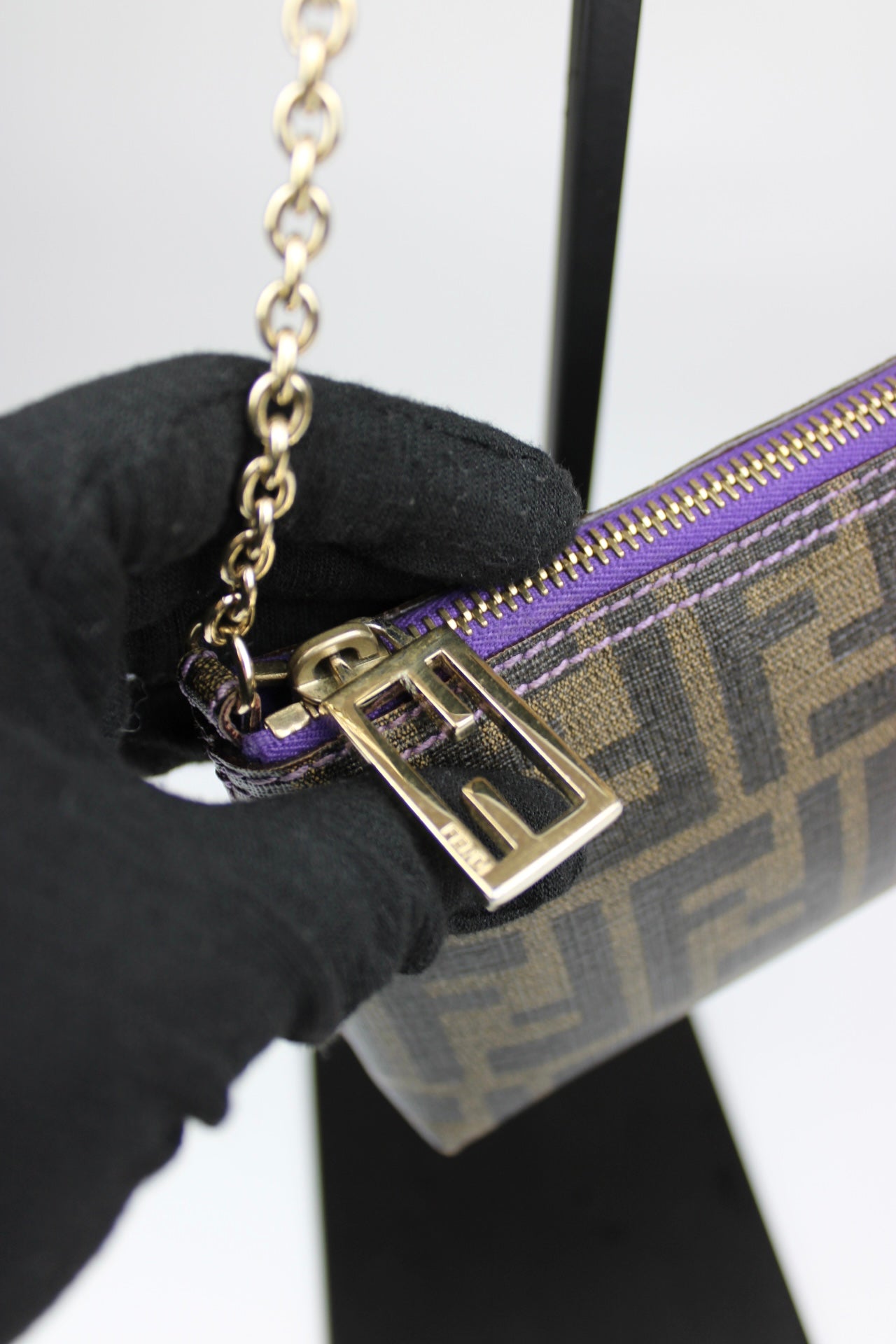 Fendi Zucca Chain Strap Pochette Bag