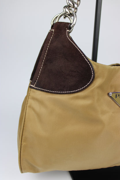 Prada Nylon Chain Strap Hobo Bag