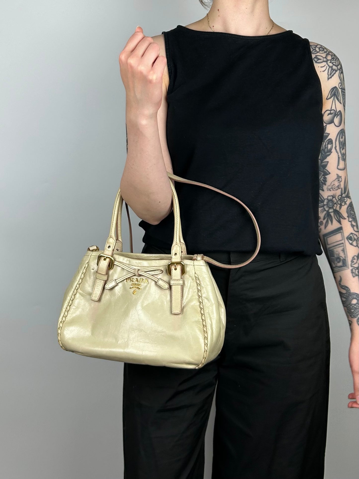 Prada Vitello Shine 2-Way Bow Bag