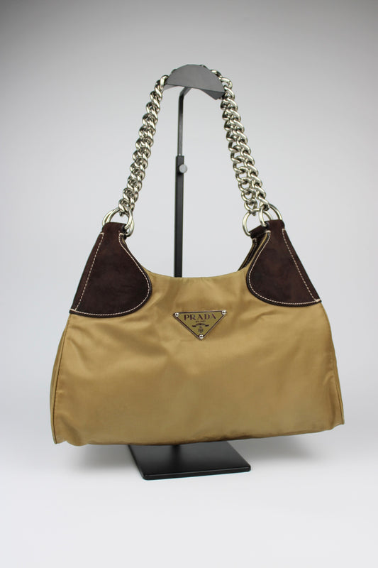 Prada Nylon Chain Strap Hobo Bag