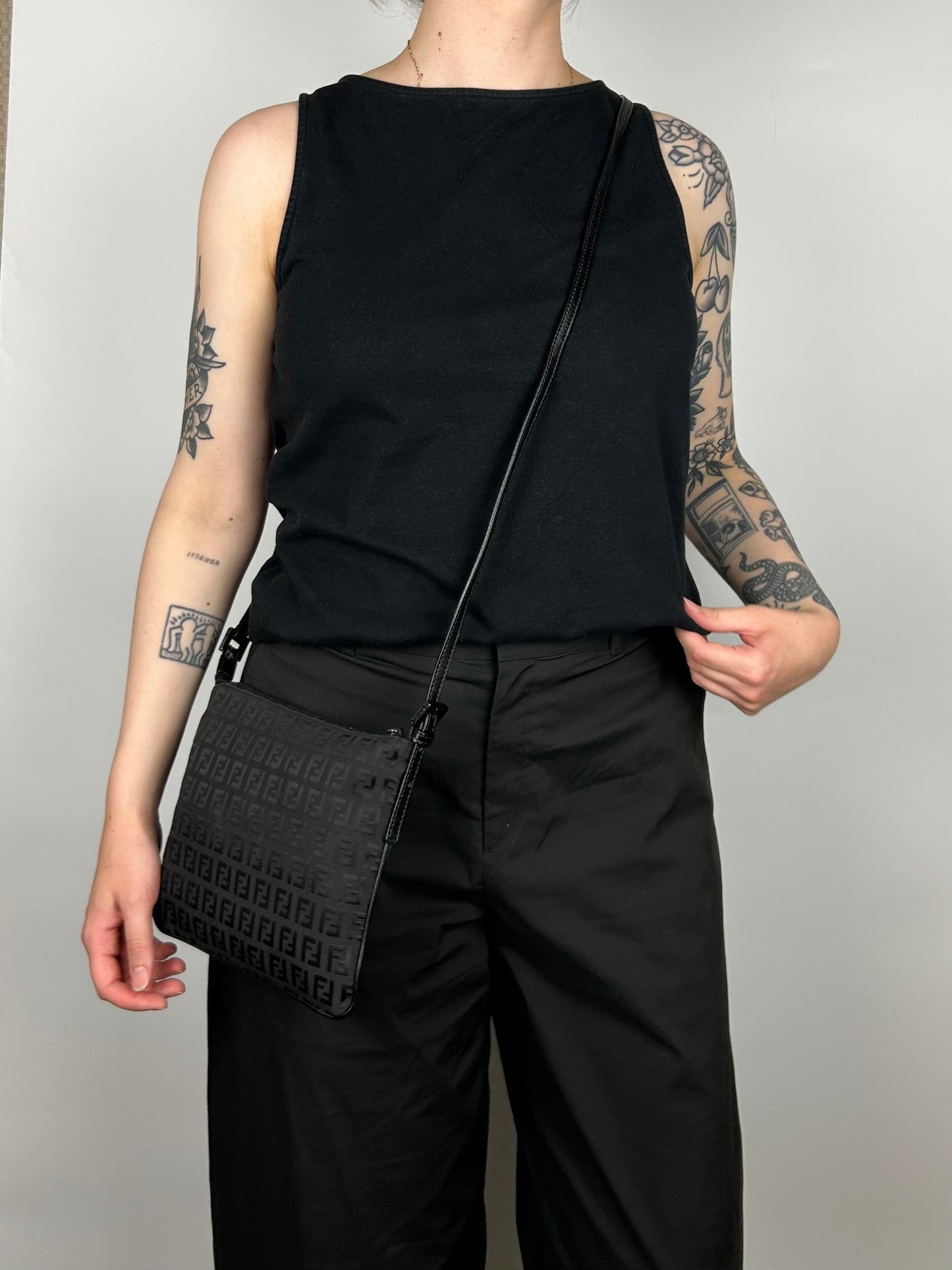 Fendi Zucchino Black Cross Body Bag