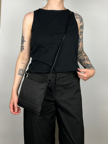 Fendi Zucchino Black Cross Body Bag