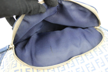 Pre-owned Fendi Zucchino Blue Hobo Shoulder Bag