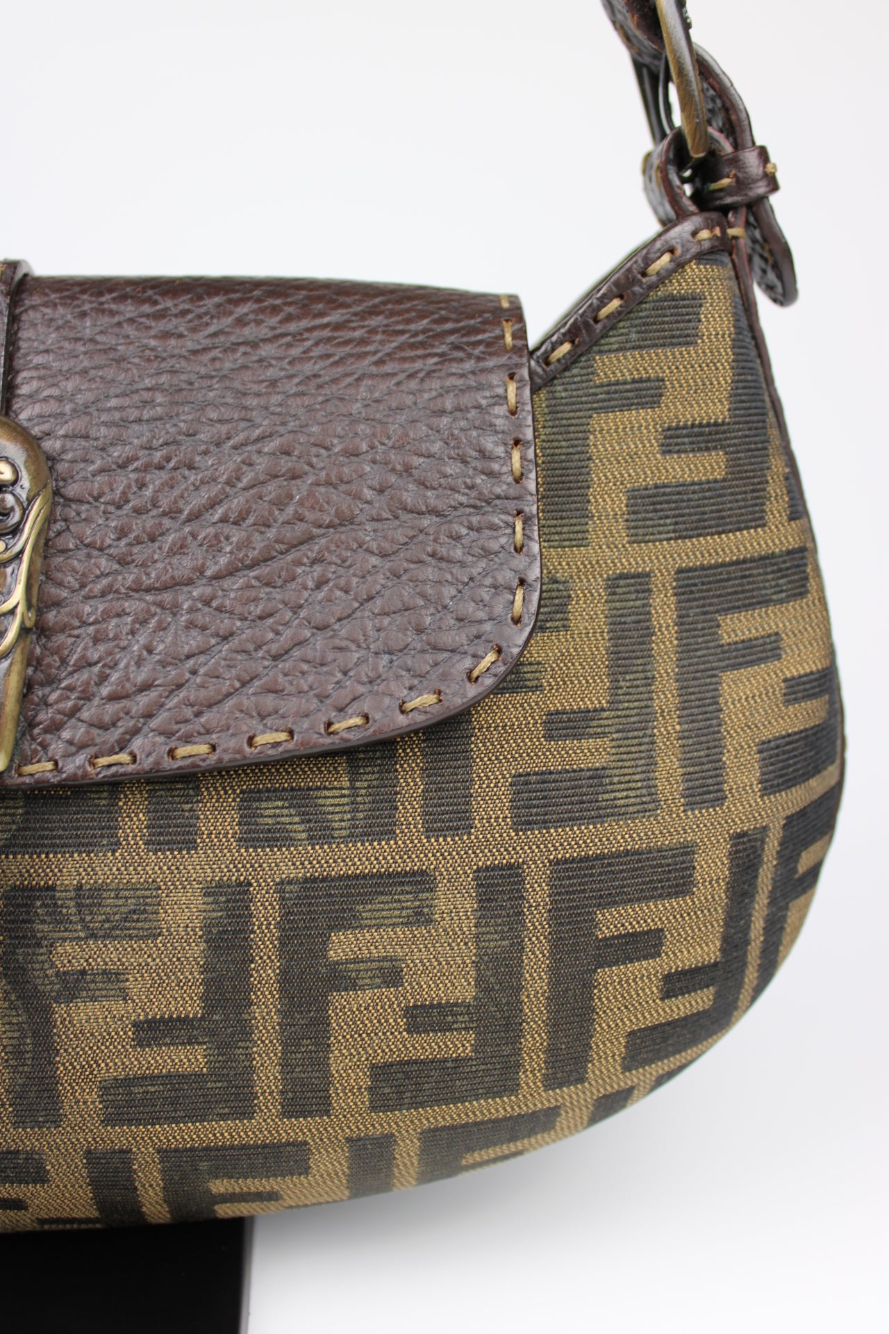 Fendi Zucca Tobacco Stondata Shoulder Bag 2007 (With Receipt)