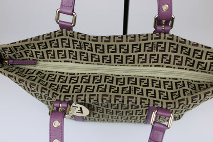 Pre-owned Fendi Zucchino Charm Tote Bag