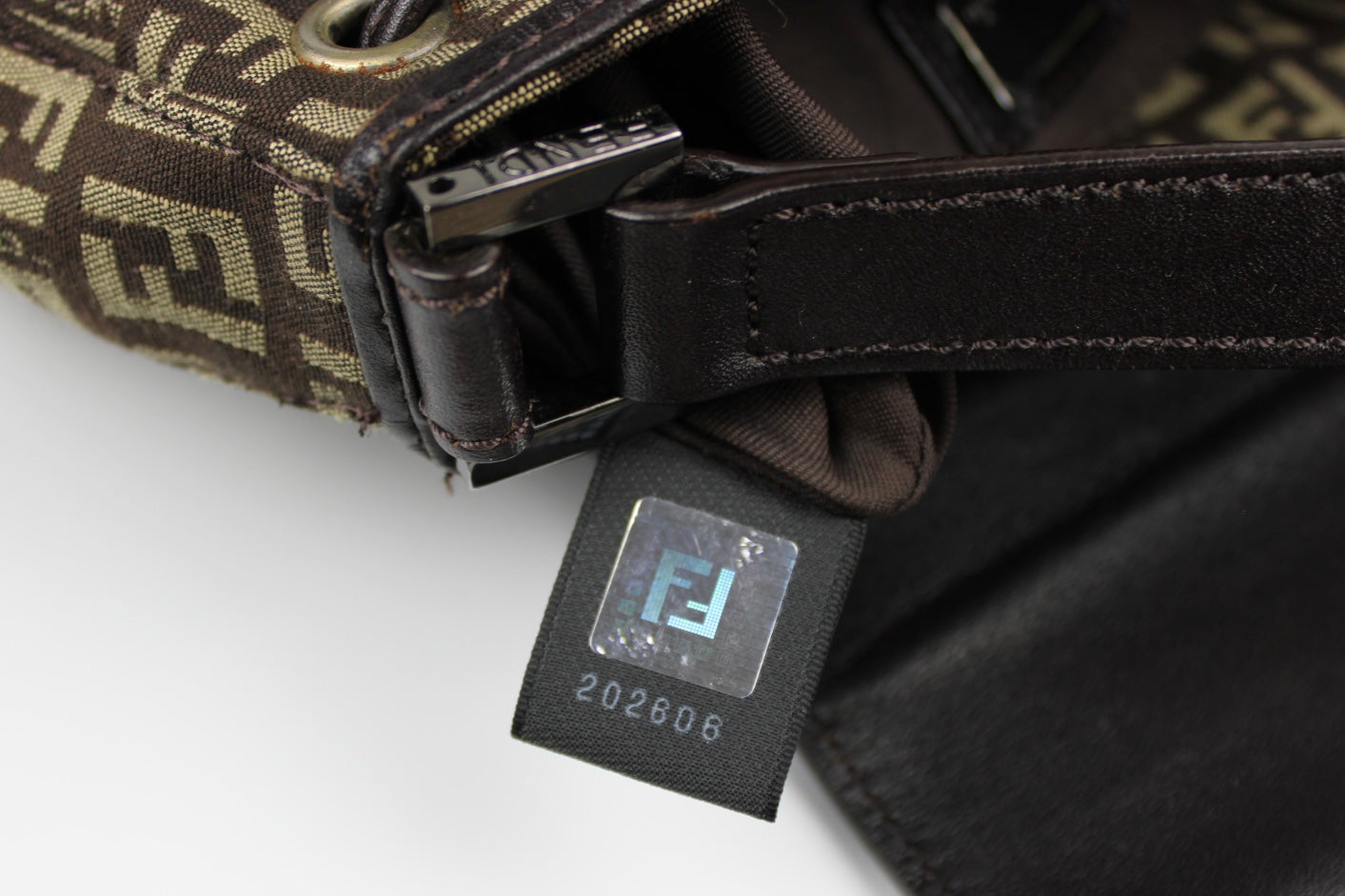 Fendi Zucchino Drawstring Baguette Bag