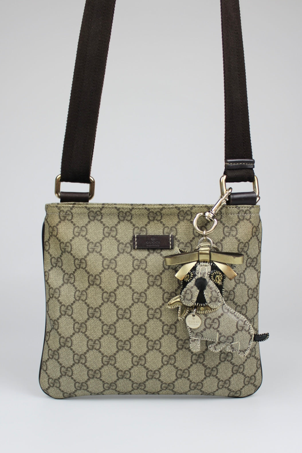 Gucci Monogram Coated Canvas Cross Body Bag (With Gucci Charm)