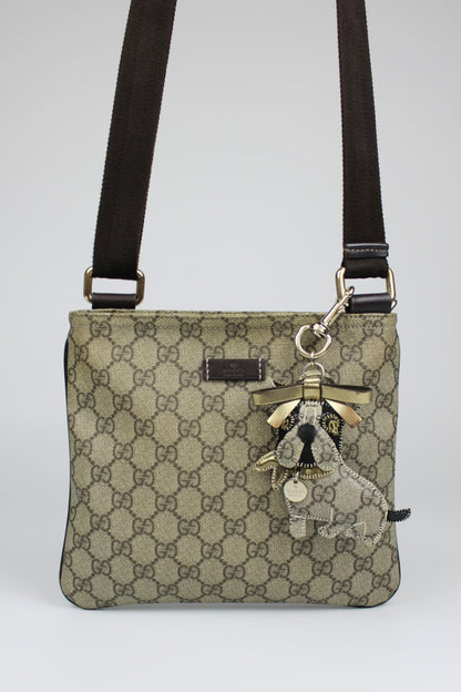 Gucci Monogram Coated Canvas Cross Body Bag (With Gucci Charm)