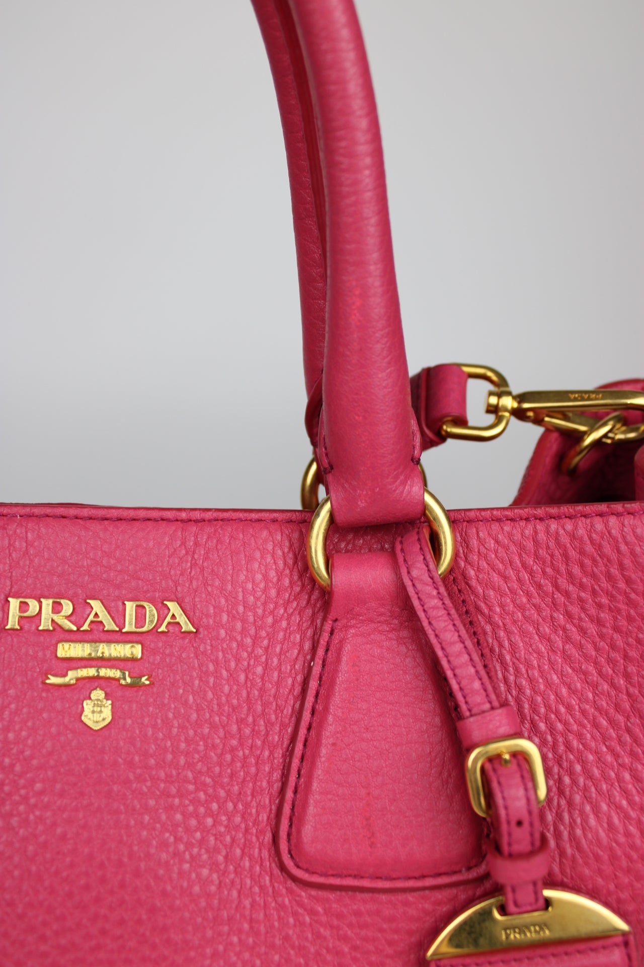 Prada Vitello Daino 2-Way Pink Tote Bag