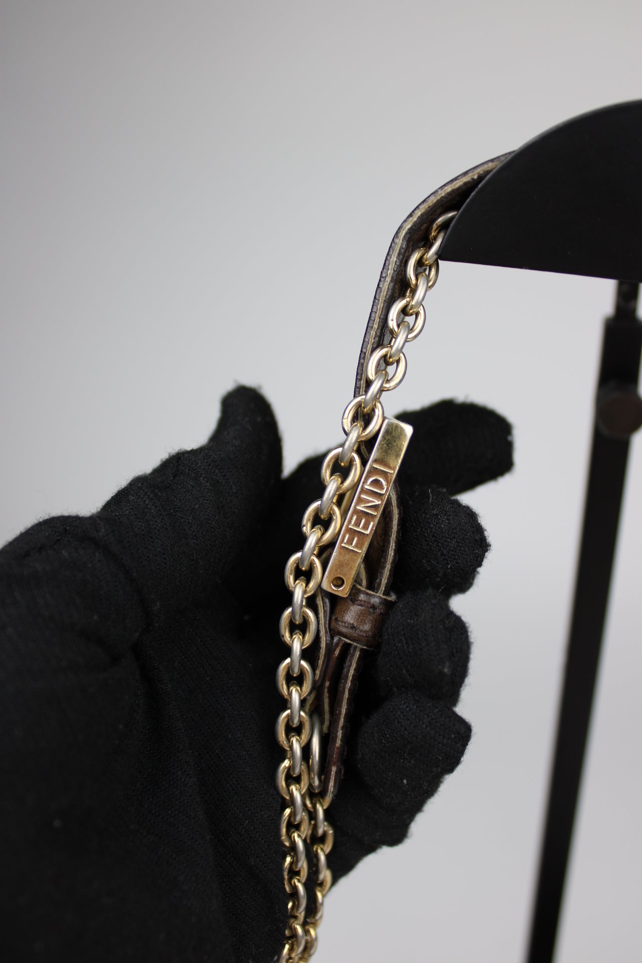 Fendi Leather 2-Way Chain Strap Baguette Bag